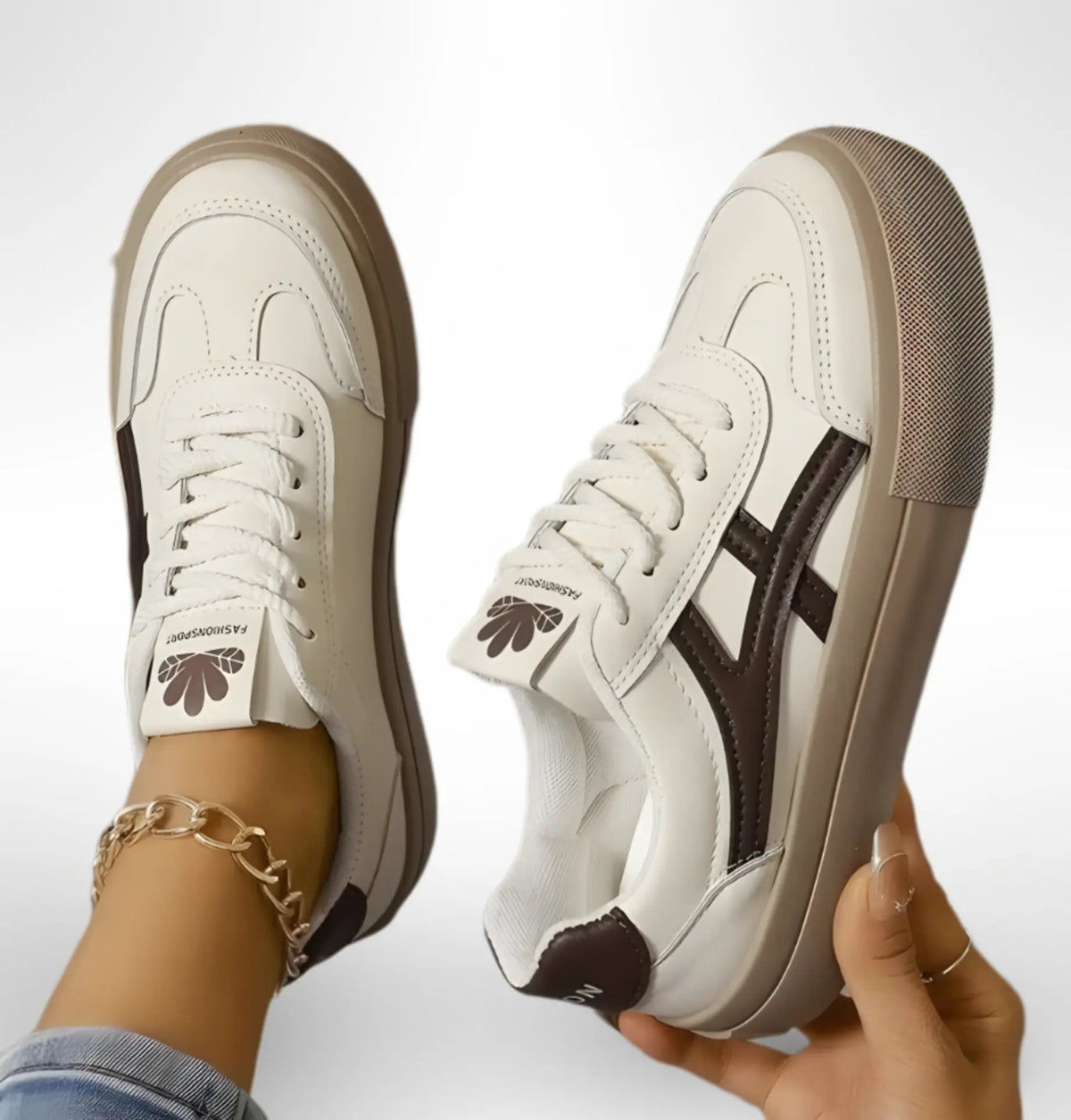 Women's Platform Casual Trainers in Dark Brown