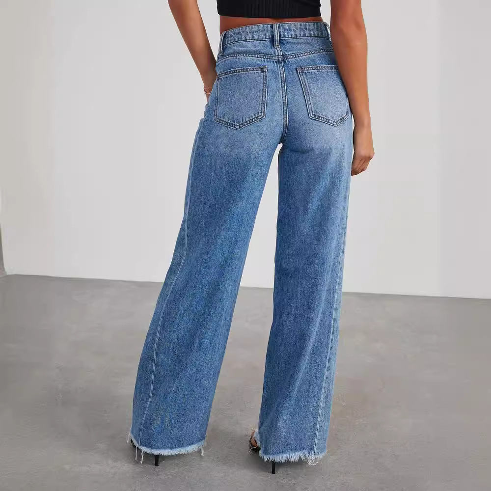 Women's Wide-Leg Casual Jeans in Blue