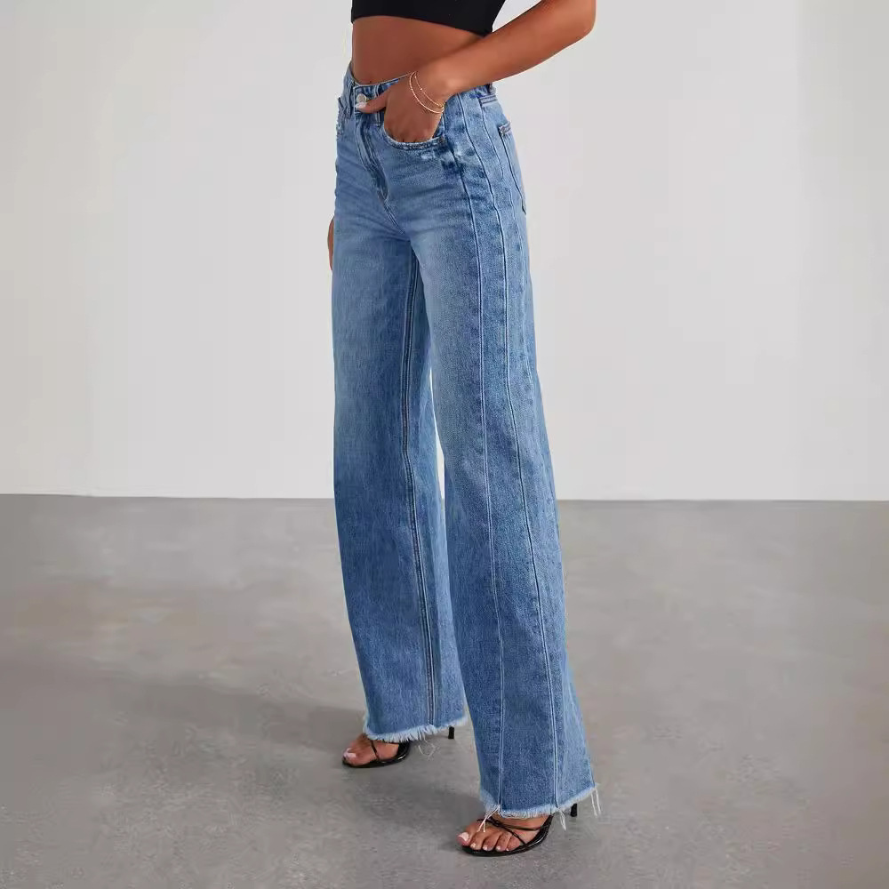 Women's Wide-Leg Casual Jeans in Blue