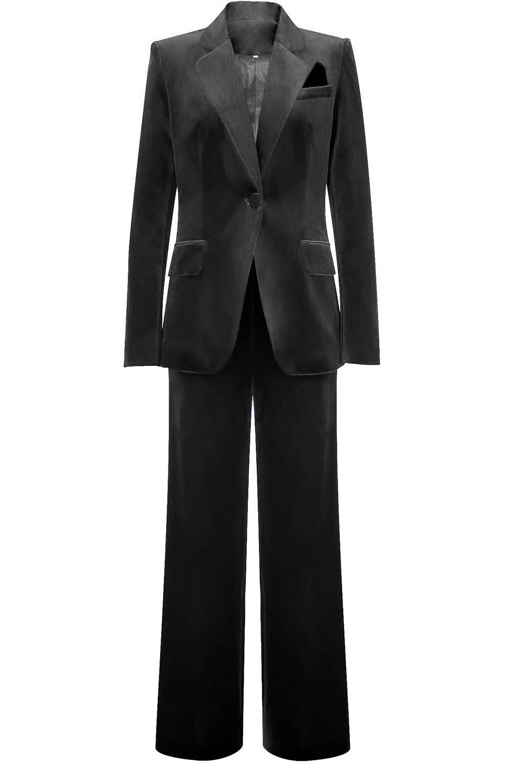 Women's Single-Button Evening Trouser Suit in Black