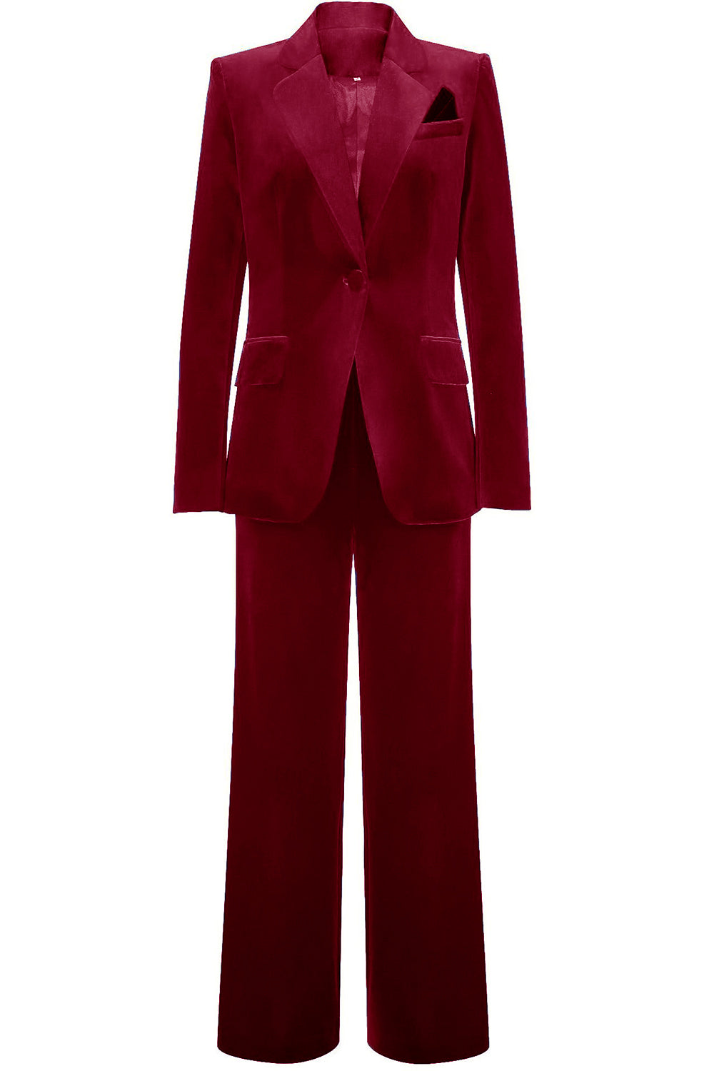 Women's Single-Button Evening Trouser Suit in Burgundy