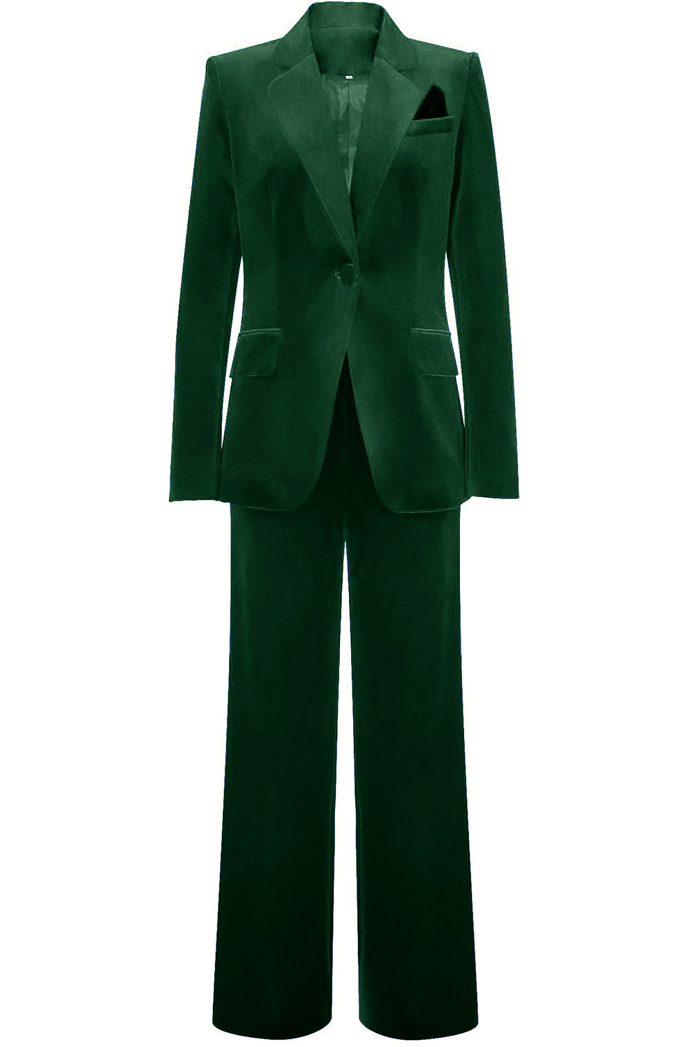 Women's Single-Button Evening Trouser Suit in Dark Green
