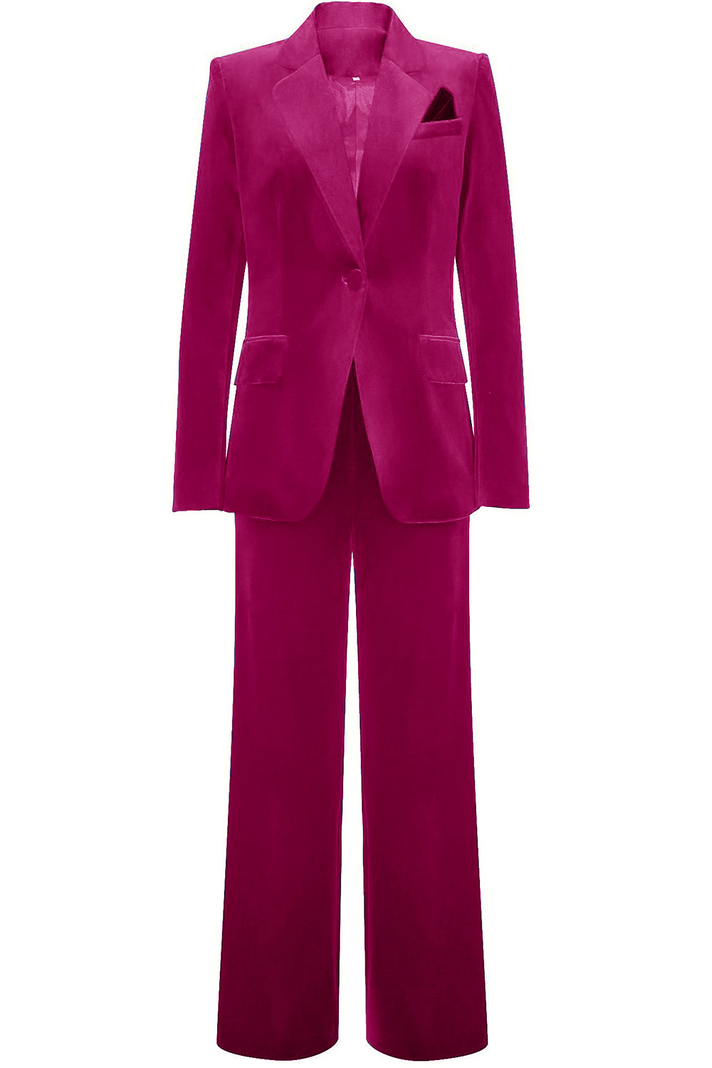 Women's Single-Button Evening Trouser Suit in Fuchsia