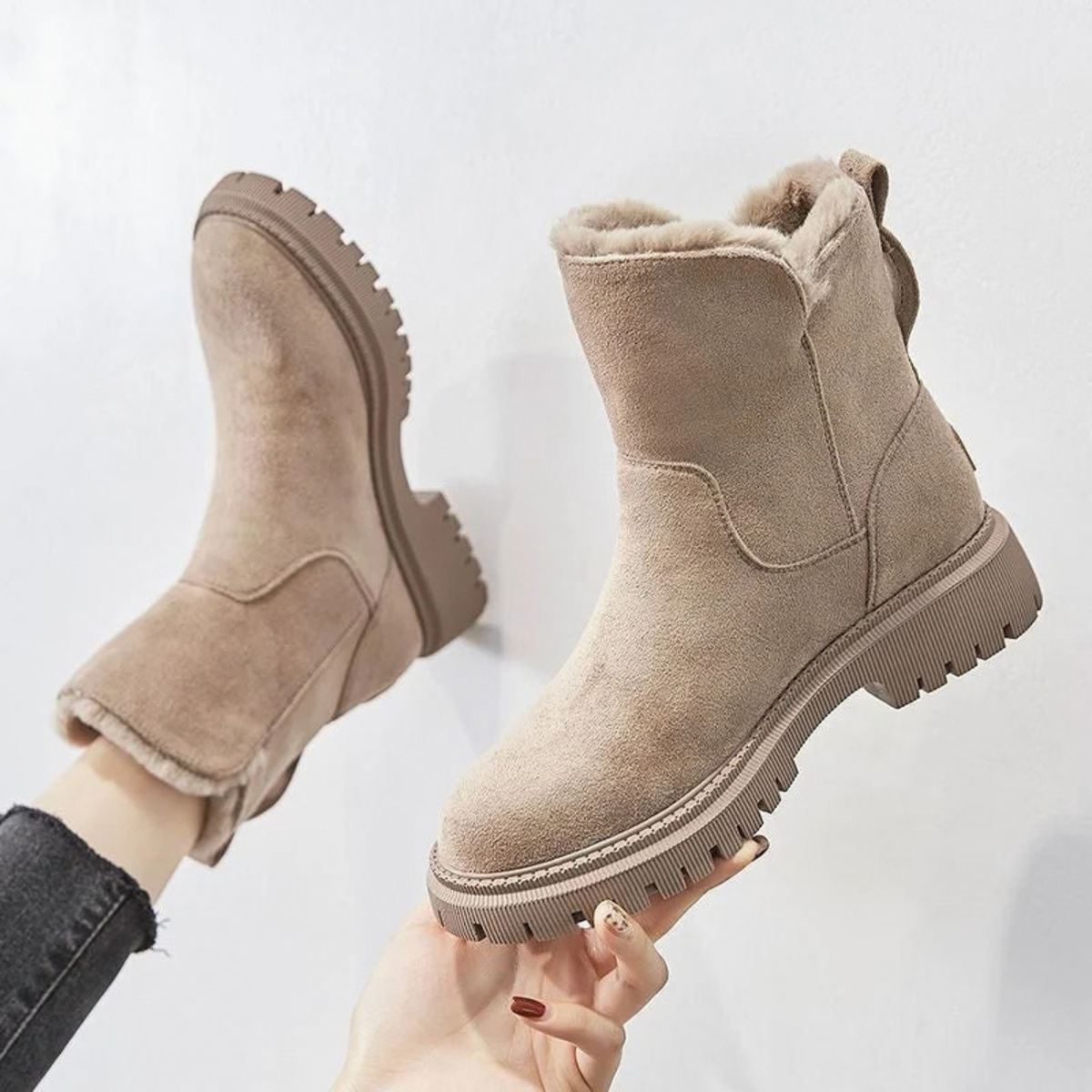 Women's Side-Zip Casual Ankle Boots in Taupe