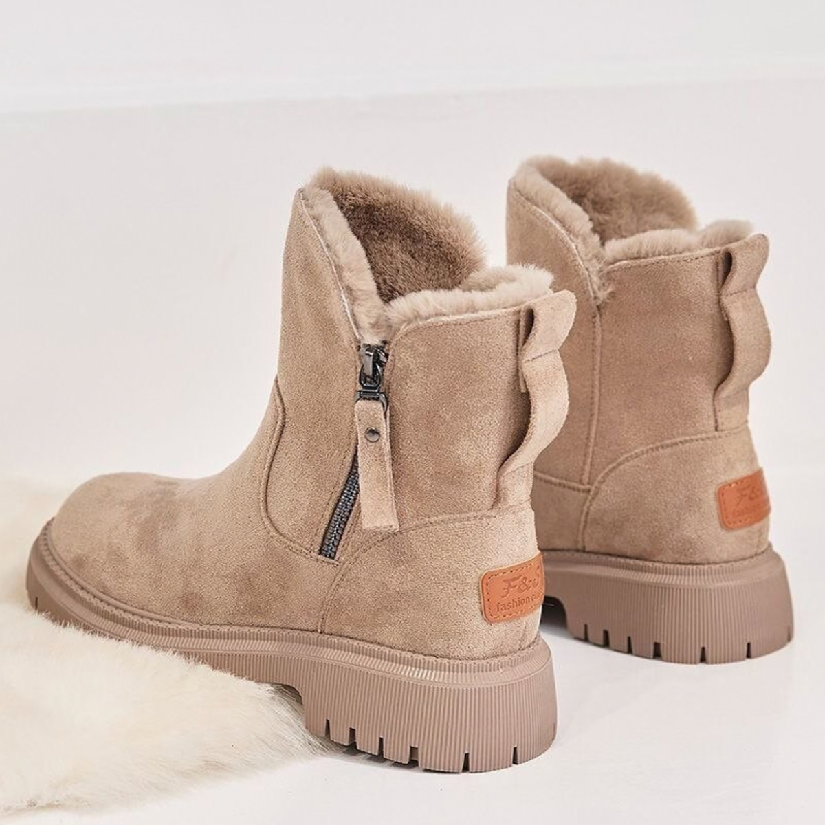 Women's Side-Zip Casual Ankle Boots in Taupe