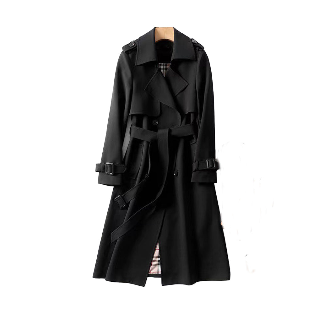 Women's Double-Breasted Casual Coat in Black