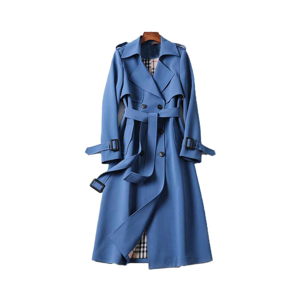 Women's Double-Breasted Casual Coat in Blue