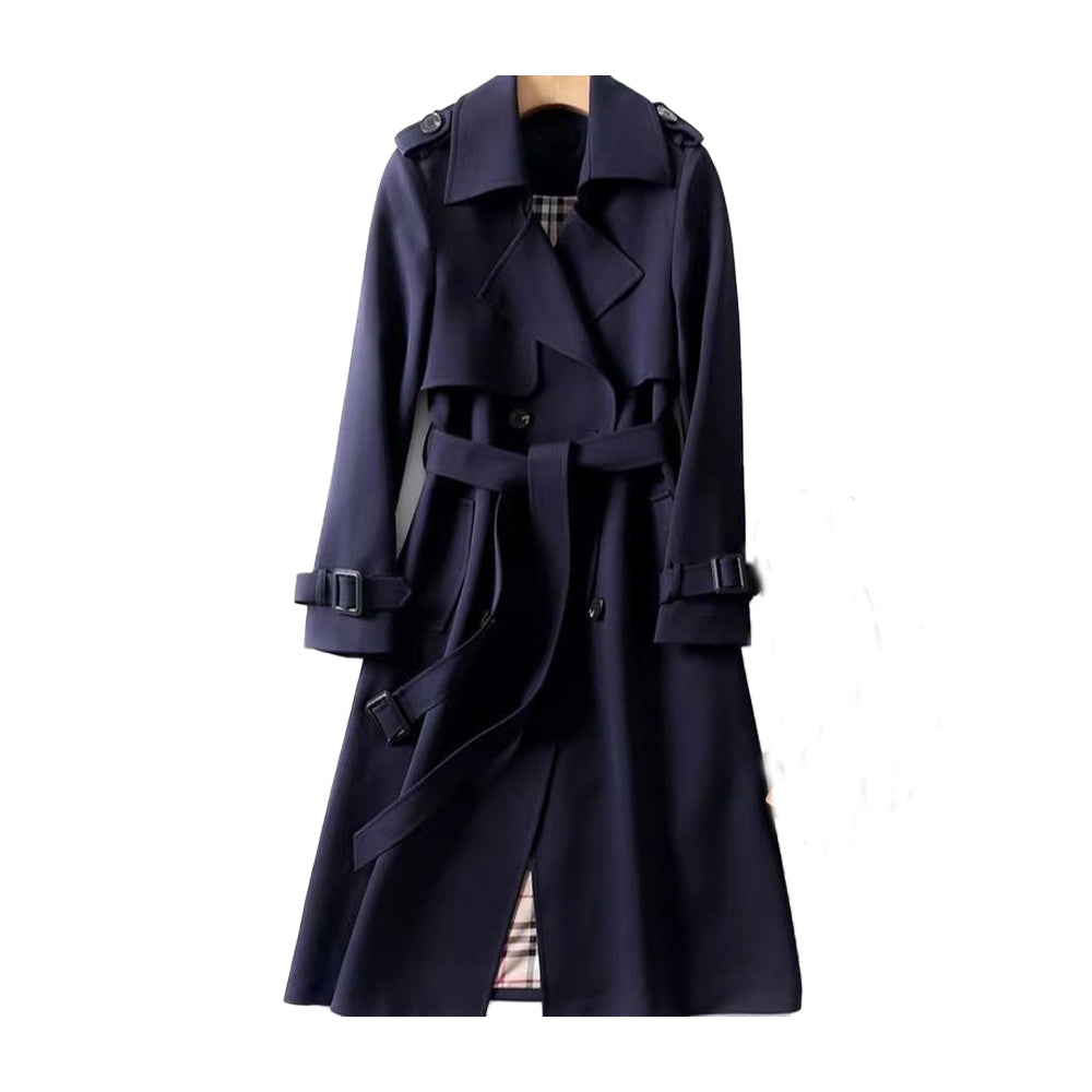 Women's Double-Breasted Casual Coat in Navy