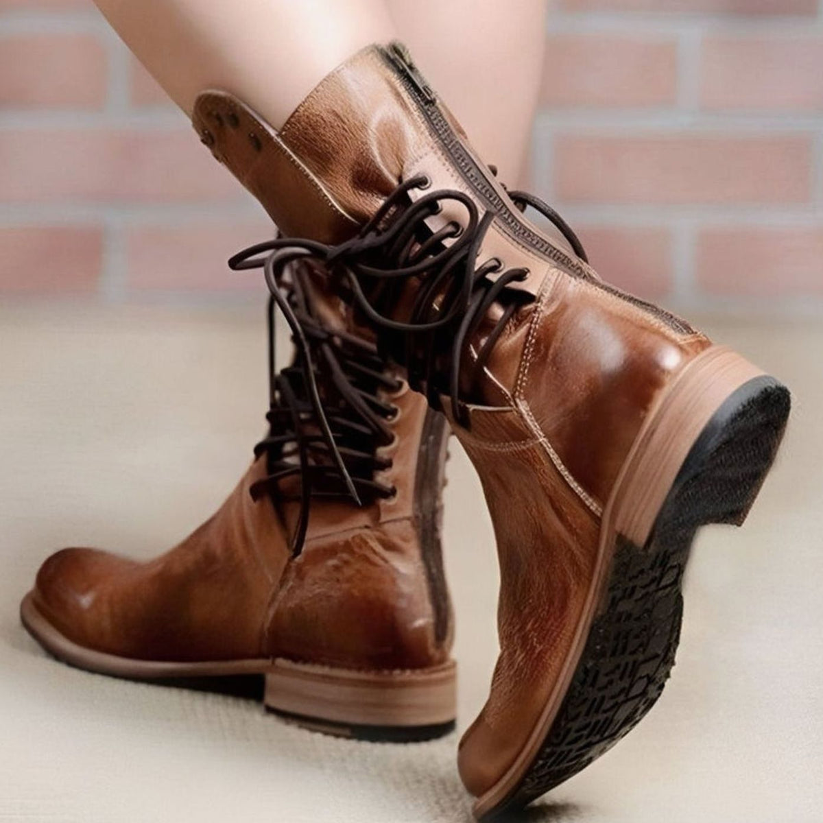 Women's Orthopaedic Lace-Up Casual Boots in Brown