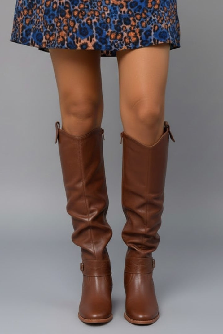 Women's Slouch Casual Knee High Boots in Brown