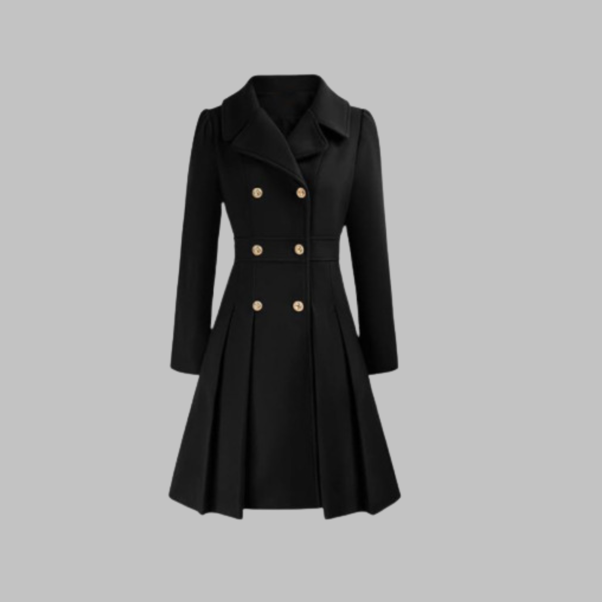 Women's Double-Breasted Casual Coat in Black