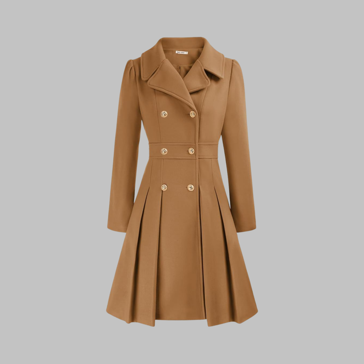 Women's Double-Breasted Casual Coat in Camel