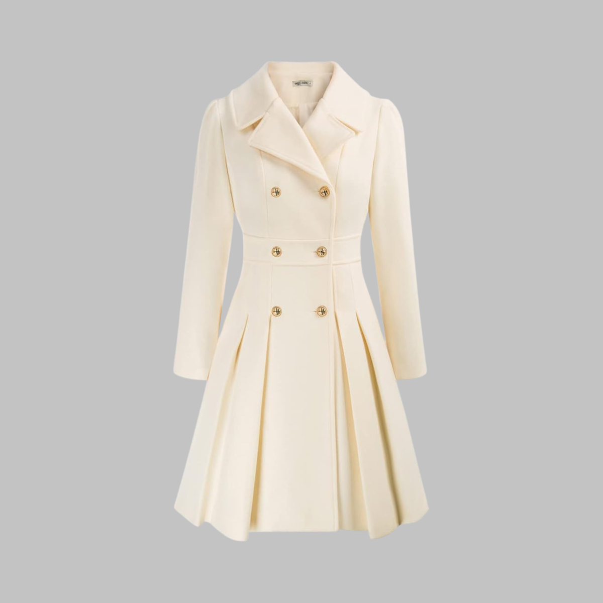 Women's Double-Breasted Casual Coat in Cream