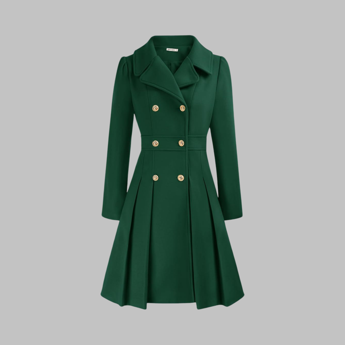 Women's Double-Breasted Casual Coat in Dark Green