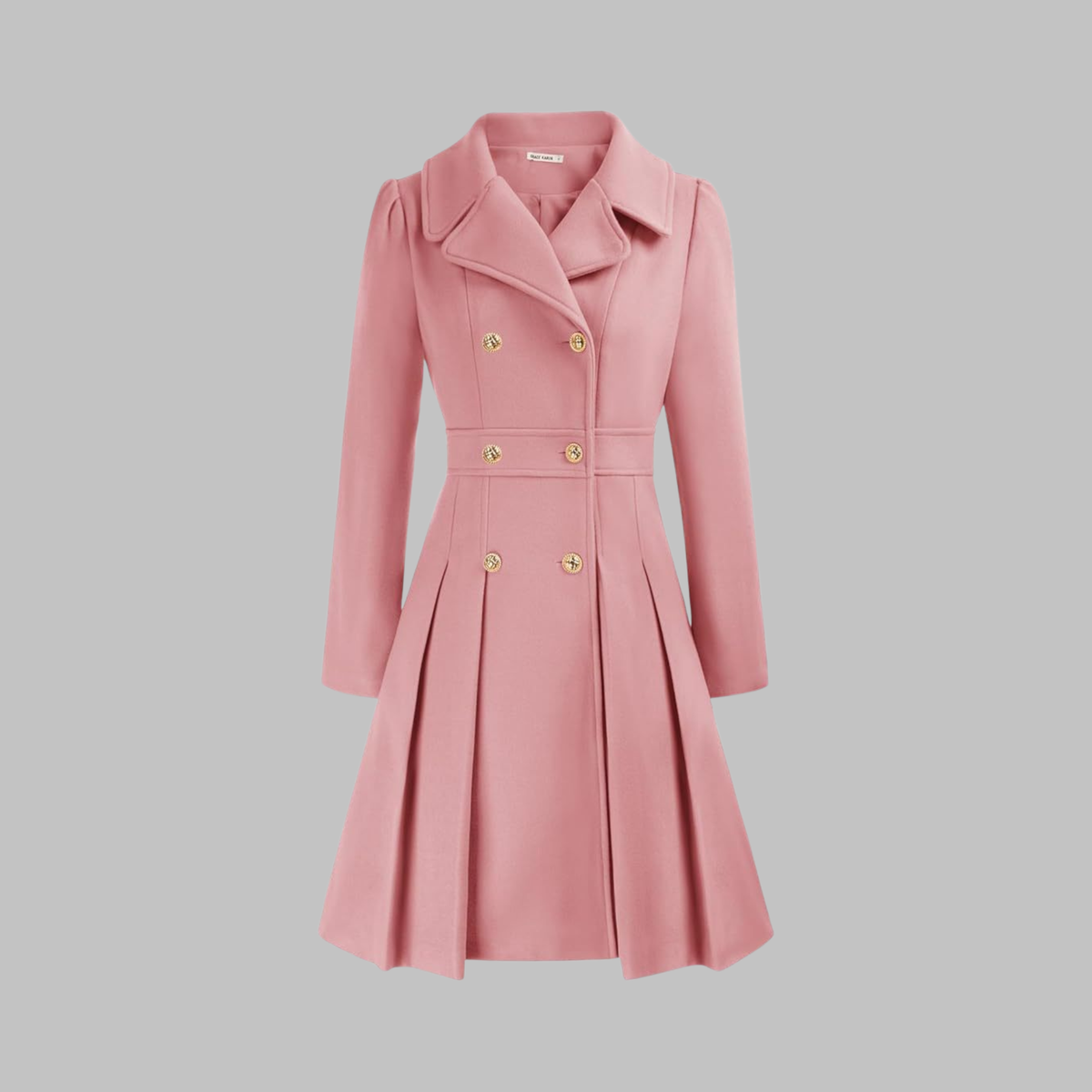 Women's Double-Breasted Casual Coat in Dusty Rose