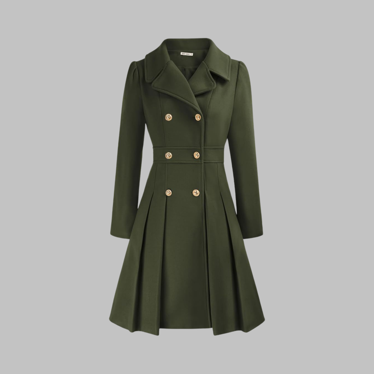 Women's Double-Breasted Casual Coat in Olive