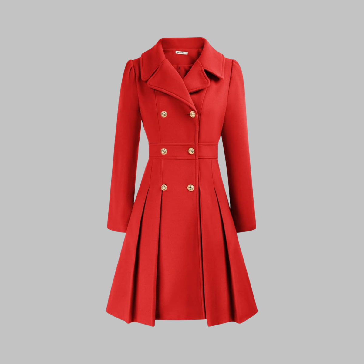 Women's Double-Breasted Casual Coat in Red