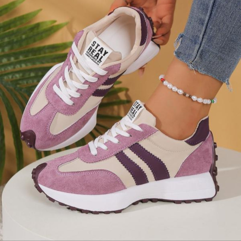Women's Retro Lace-Up Casual Trainers in Lilac
