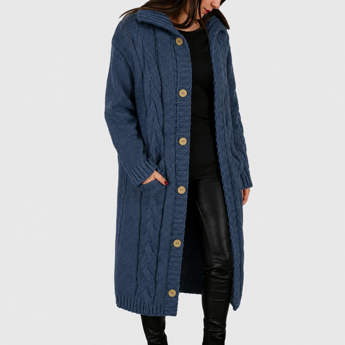 Women's Button-Front Casual Cardigan in Blue