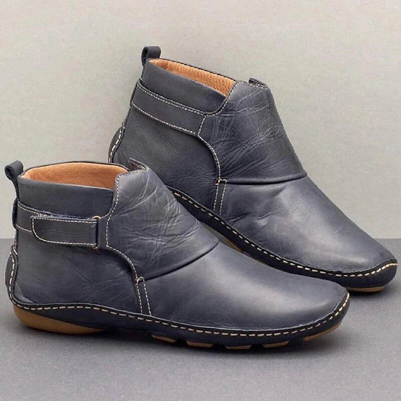 Women's Orthopaedic Strapped Casual Ankle Boots in Grey