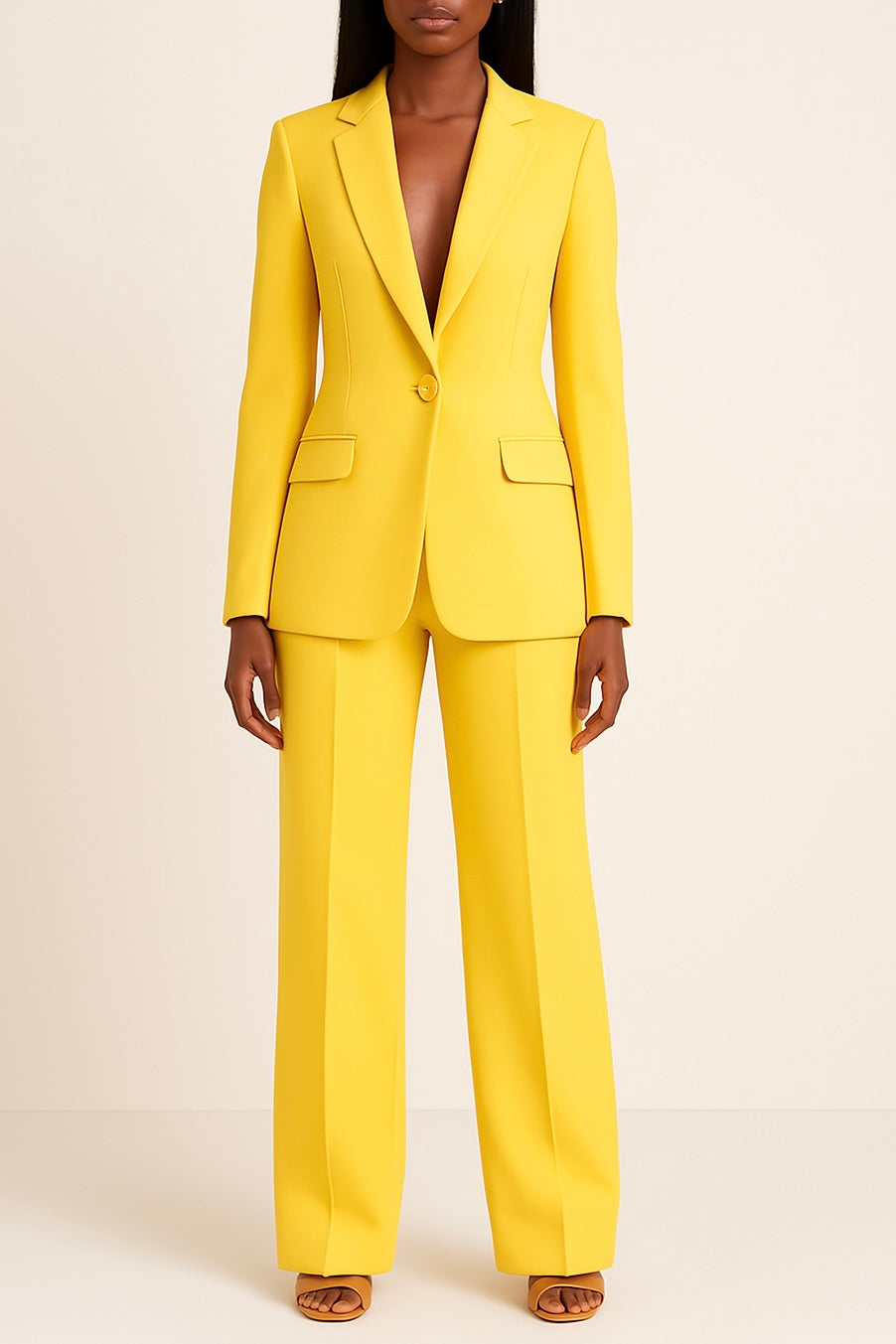 Women's Tailored Workwear Trouser Suit in Yellow