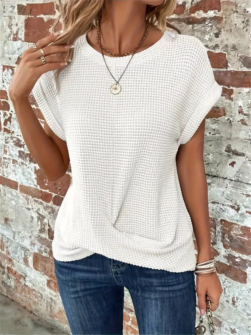 Women's Twist-Front Casual T-Shirt in White