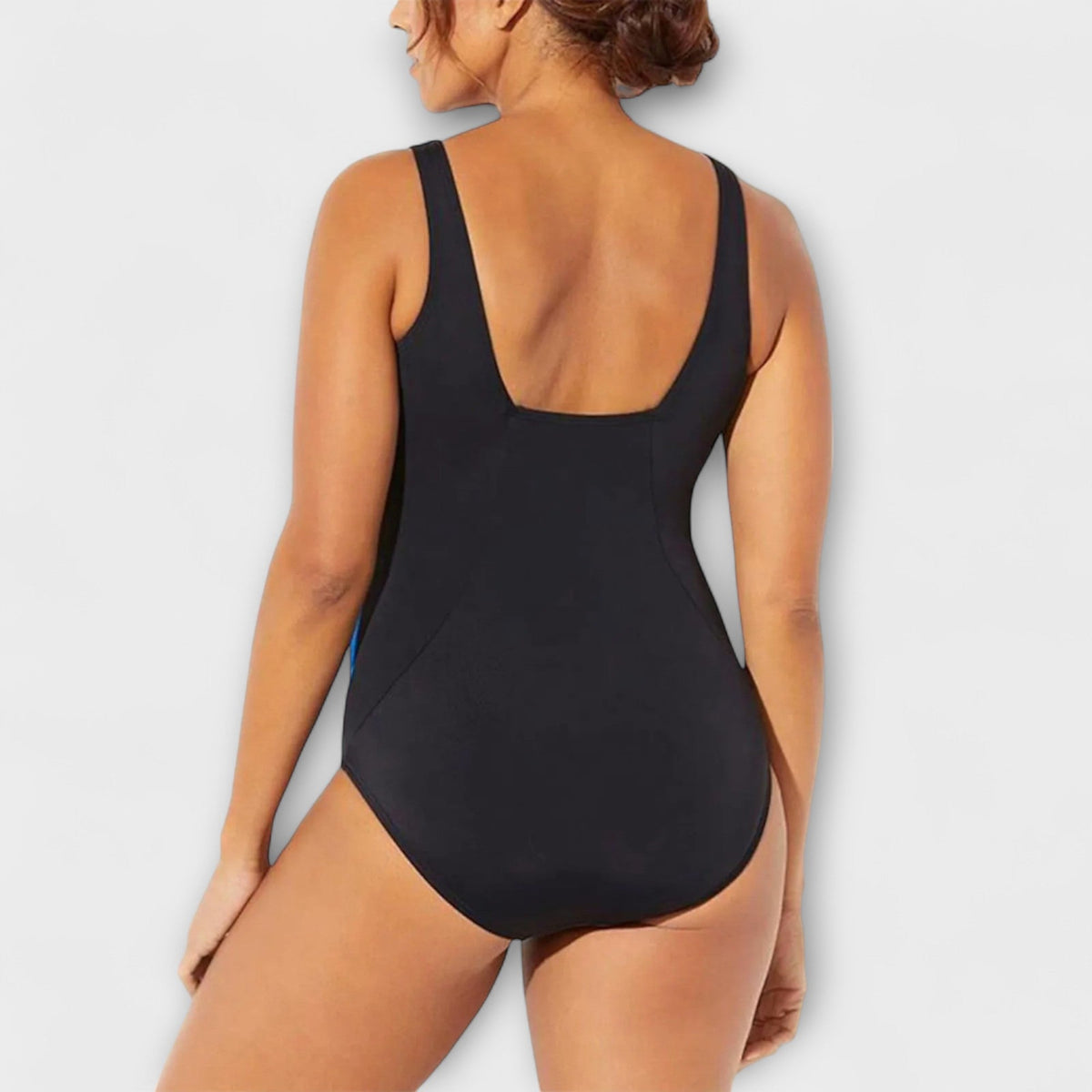 Square-Neck Printed Beach Swimsuit in Blue