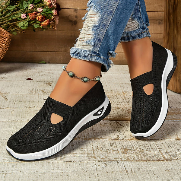 Women's Orthopaedic Slip-On Casual Trainers in Black
