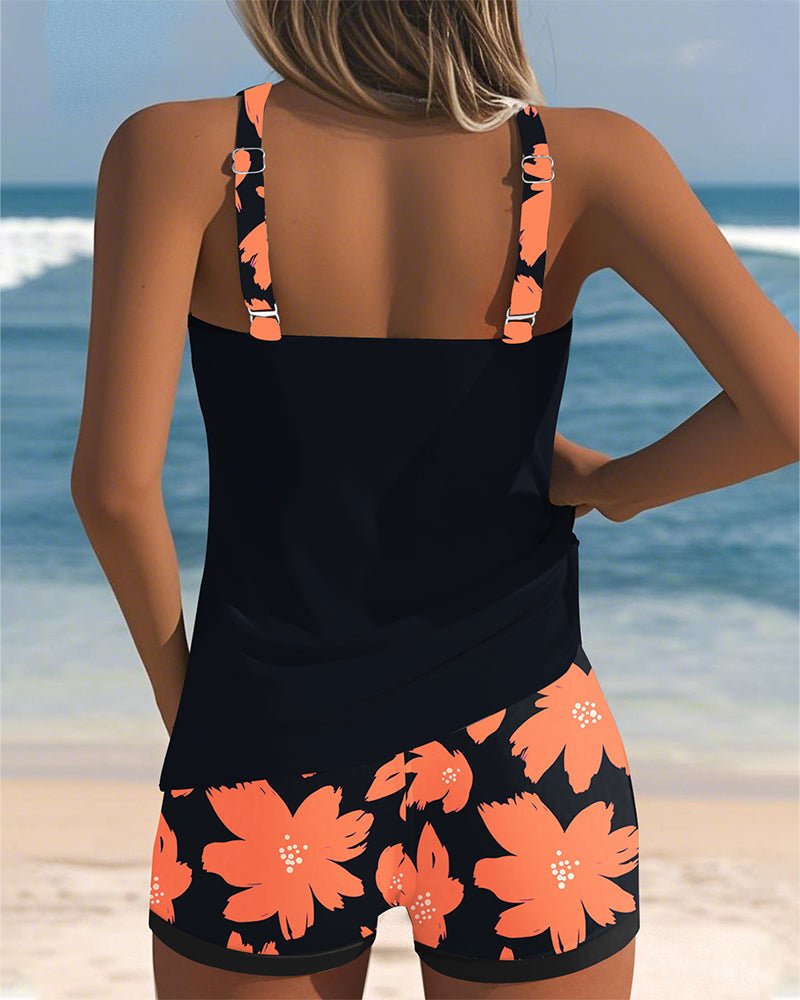 Ruched Racerback Beach Swimsuit in Black