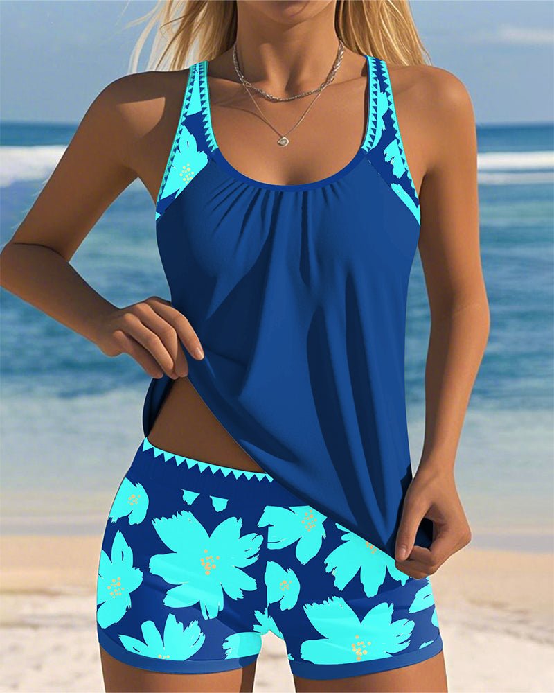 Ruched Racerback Beach Swimsuit in Turquoise