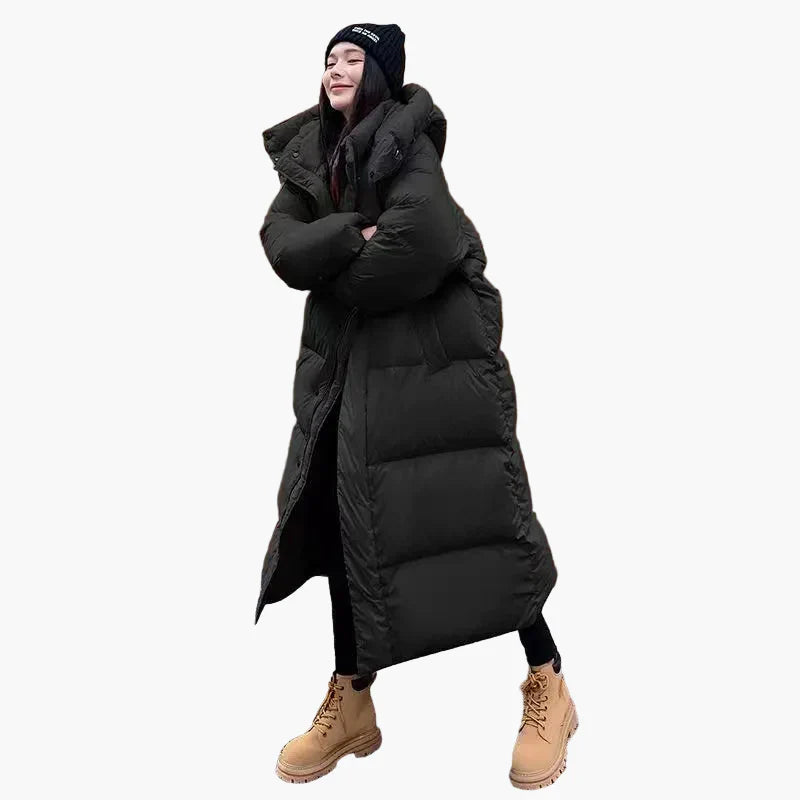 Women's Hooded Quilted Casual Coat in Black