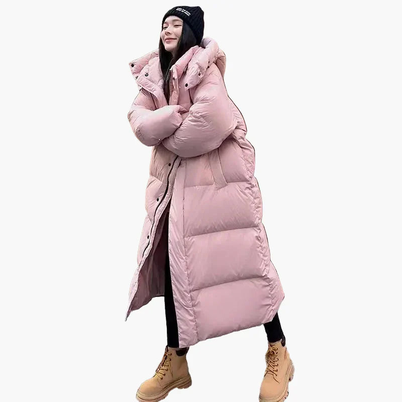 Women's Hooded Quilted Casual Coat in Light Pink