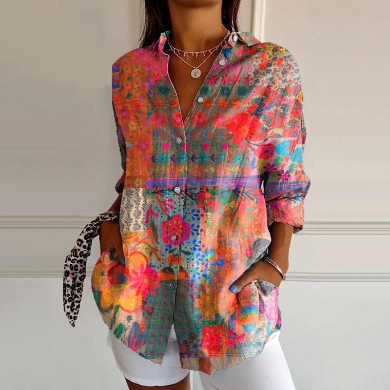 Women's Button-Front Casual Shirt in Multicolour