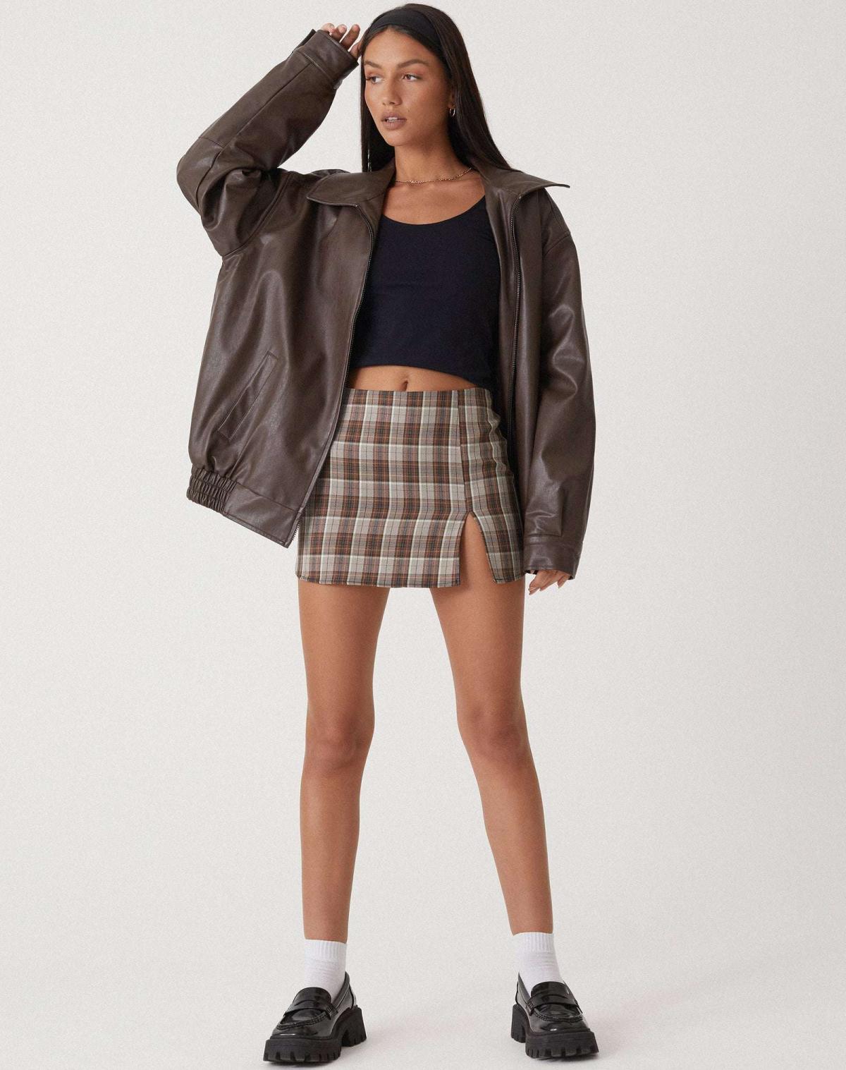 Women's Oversized Zip-Front Casual Jacket in Dark Brown