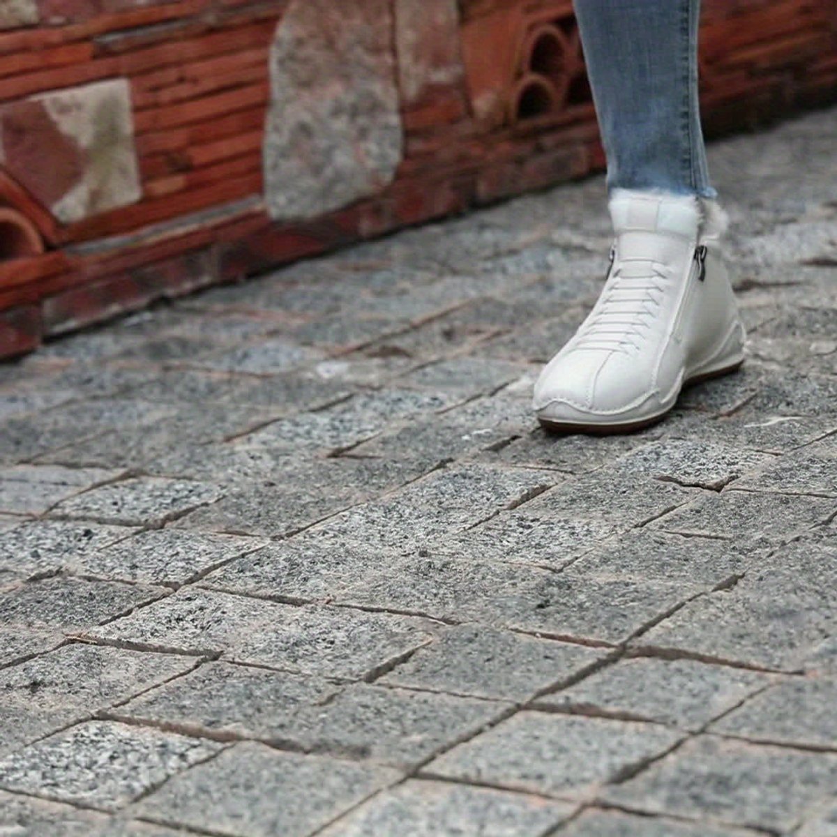 Women's Side-Zip Casual Ankle Boots in White