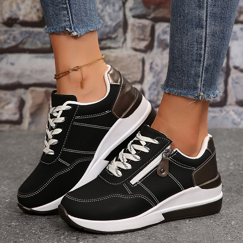 Women's Side-Zip Casual Trainers in Black