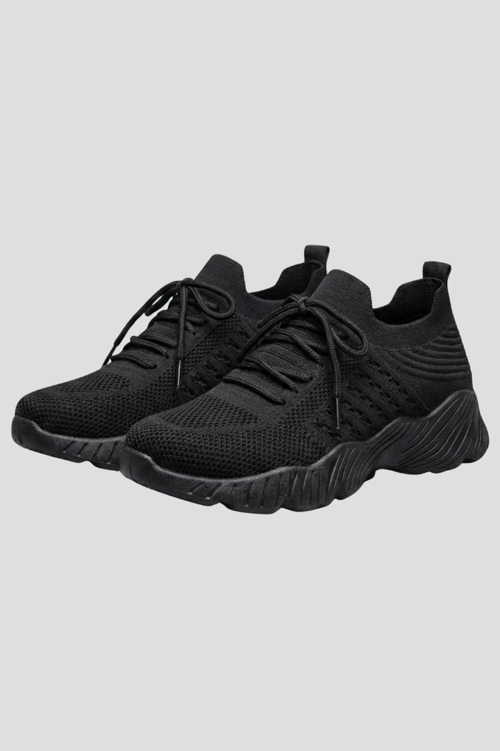 Women's Lace-Up Casual Trainers in Black