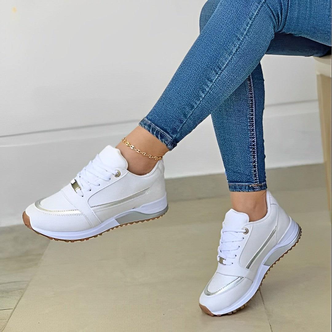 Women's Orthopaedic Lace-Up Casual Trainers in White