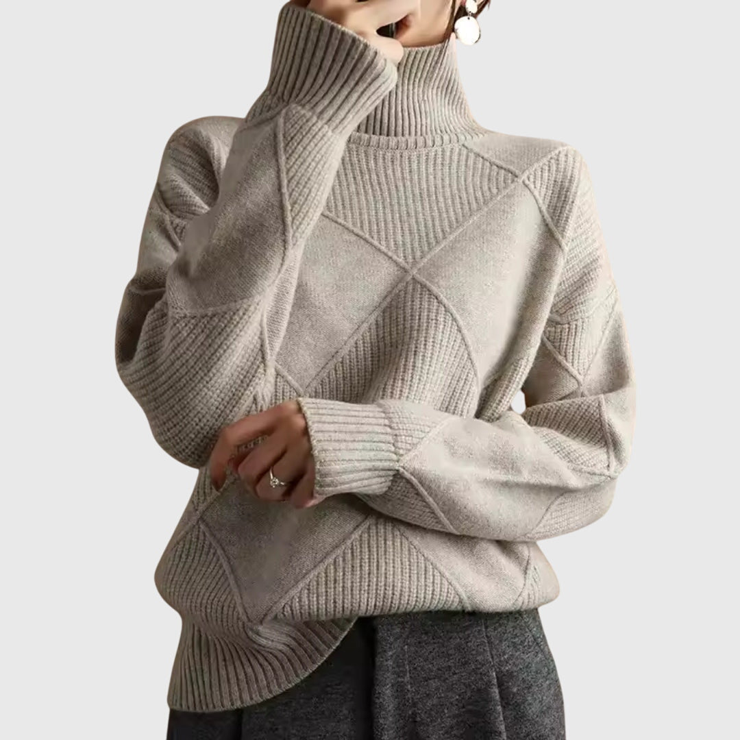 Women's Turtleneck Casual Jumper in Taupe