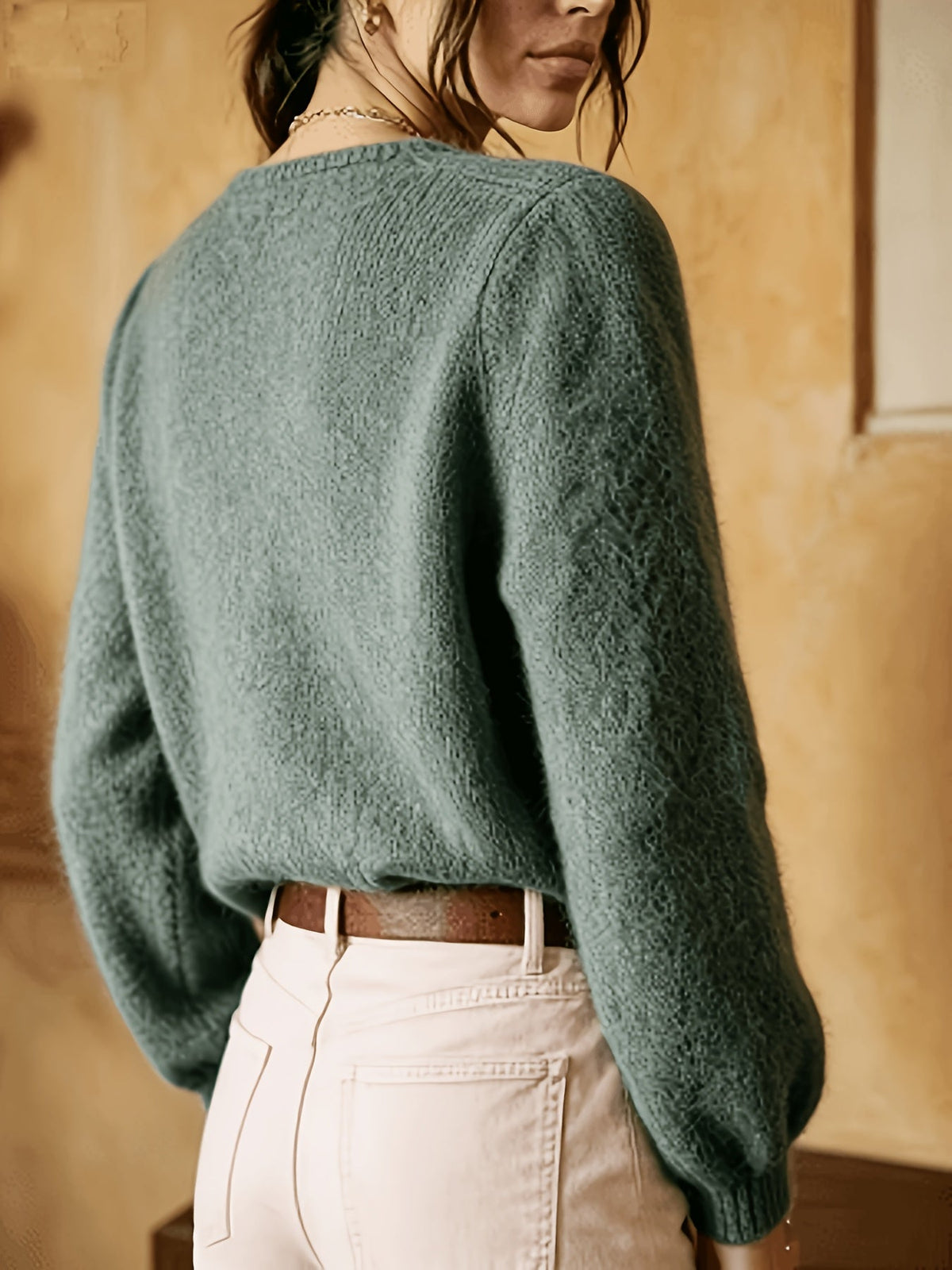 Women's Button-Front Casual Cardigan in Sage