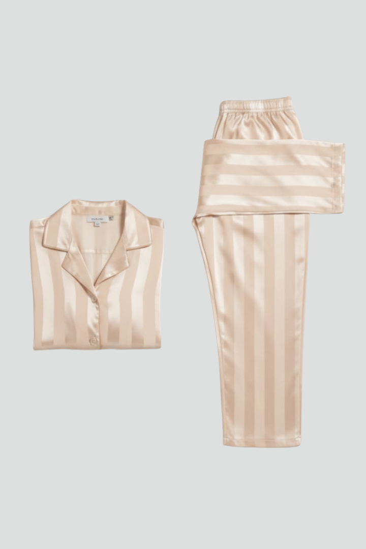 Women's Button-Front Casual Pyjamas in Beige