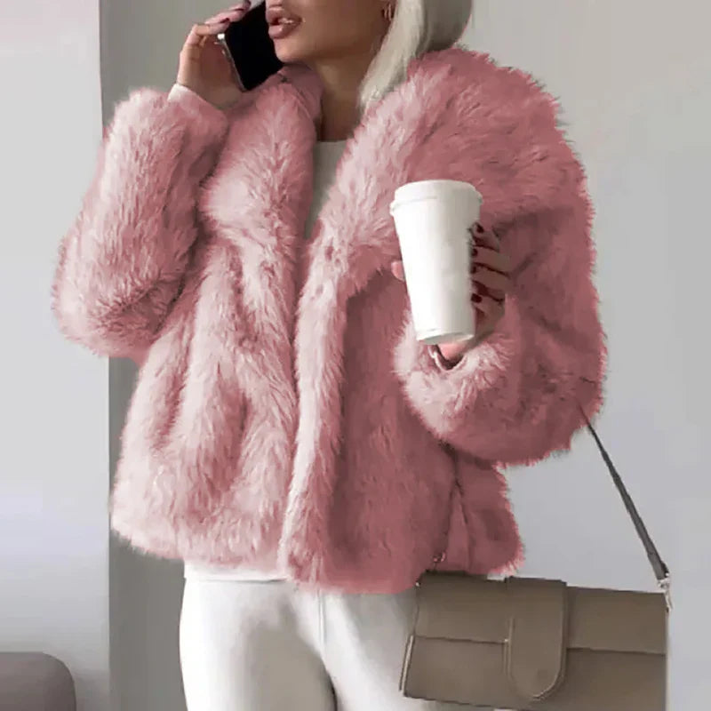 Women's Wide-Collar Casual Jacket in Dusty Rose