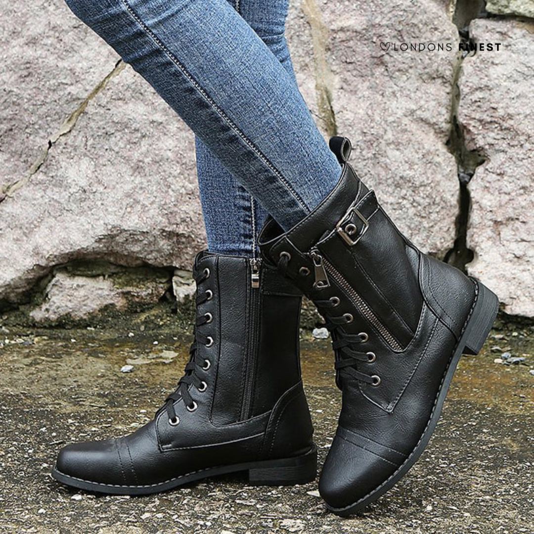Women's Orthopaedic Lace-Up Casual Boots in Black