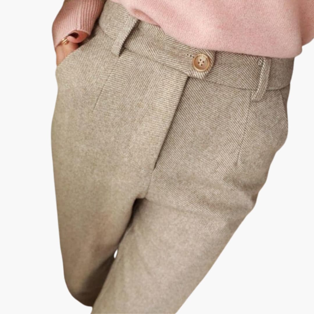 Women's Pleated Workwear Trousers in Taupe