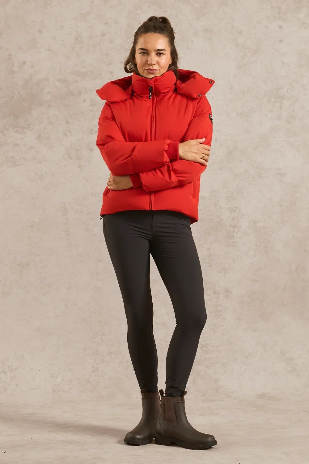 Five-Pocket High-Waisted Casual Leggings in Red
