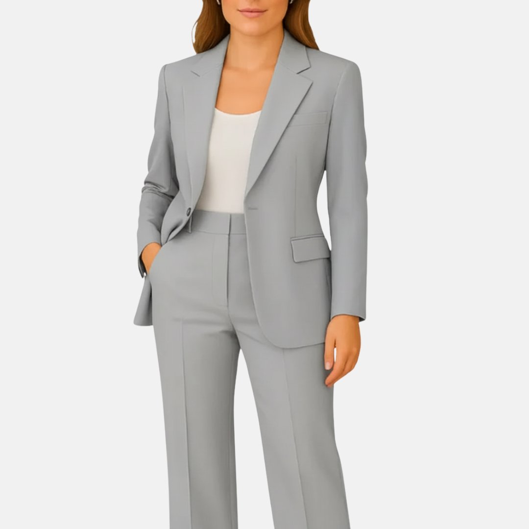 Women's Tailored Workwear Trouser Suit in Light Grey
