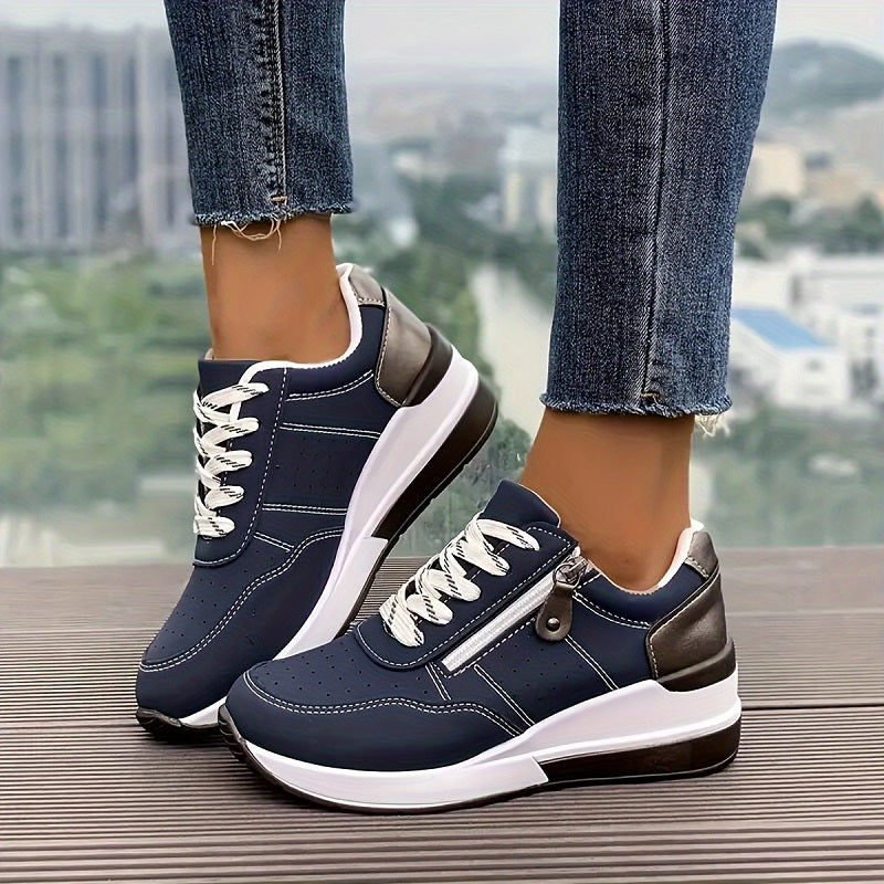 Women's Orthopaedic Side-Zip Casual Trainers in Navy