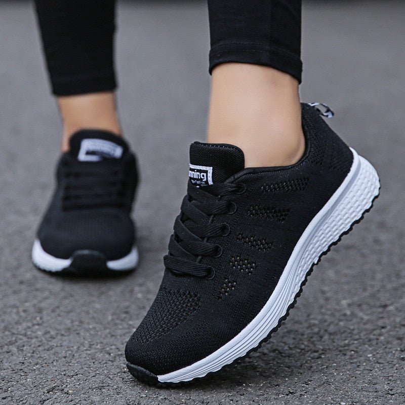Women's Lace-Up Casual Trainers in Black