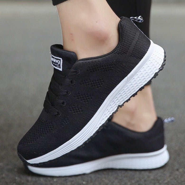 Women's Lace-Up Casual Trainers in Black