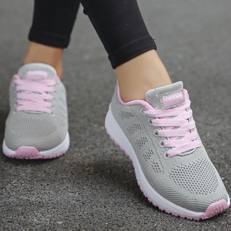Women's Lace-Up Casual Trainers in Light Grey